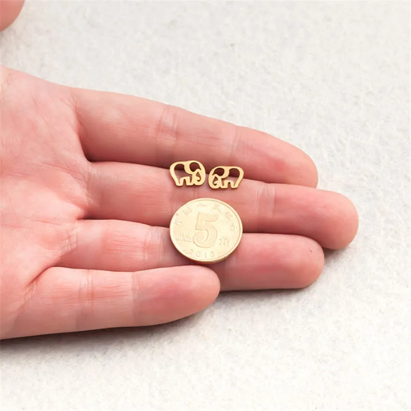Нержавеющая сталь Стад серьги латунь ПОСТ Pin милый слон покрыло продавец пара