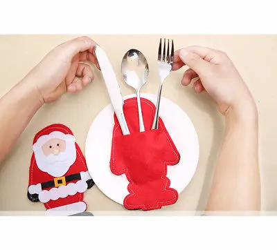 6 шт. Рождественский чехол для вилок карманный столовый столик столовые приборы
