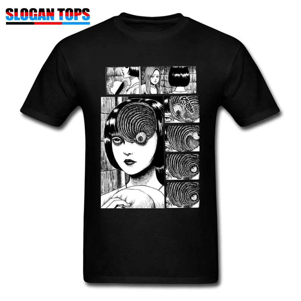 Мужская футболка Uzumaki 100% хлопок футболки Junji Ito с ужасом мангой вырезом лодочкой