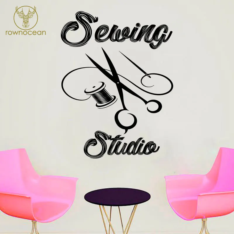 

Sewing Studio Wall Decals Vinyl House Decoration Needlework Scissors Wall Stickers For Tailor Muurstickers Interior Mural 3R14