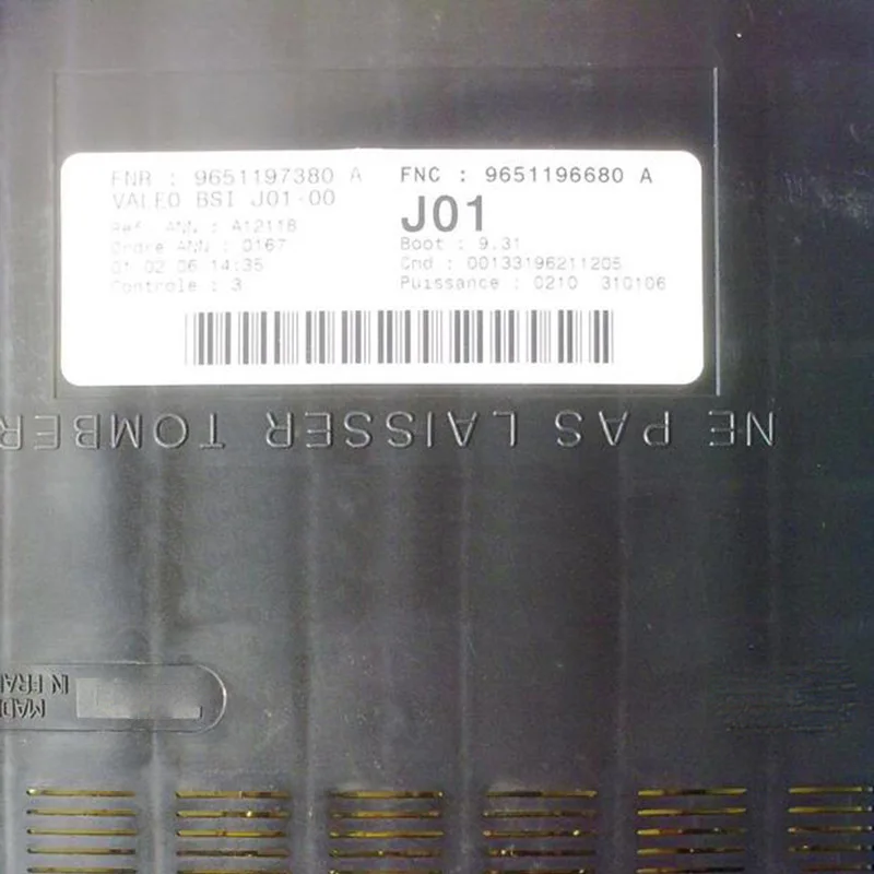 Б/у блок управления ECU BSI BSM BCM интеллектуальный предохранителей J01 J02 J03 9651196680A для