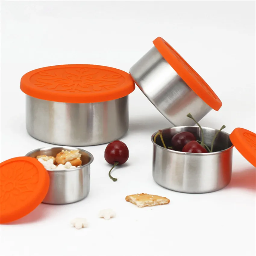 

New Sealed Crisper Stainless Steel Moistureproof Round shape Food Storage Box Kitchen Containers Food Storage Containers
