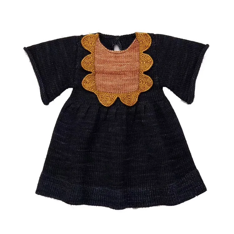 2-10Y New 2019 Spring Summer Short Sleeve Knitted Round Collar Girls Dress Fashion Style Princess for autumn winter | Детская одежда и