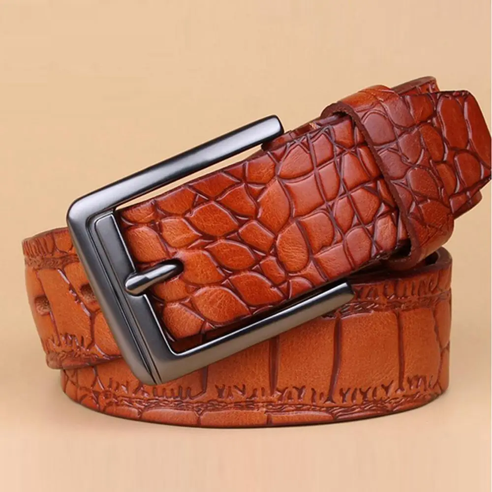 

New Genuine Leather Causal Men Belt High Quality Crocordile Skin Cowhide Strap Male Real Leather Jeans Waist Belts for Men