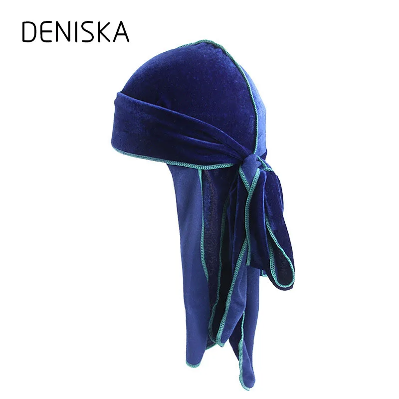 Дениска новый роскошный Для мужчин бархат Durags Бандана тюрбан шляпы парики ДУ Durag