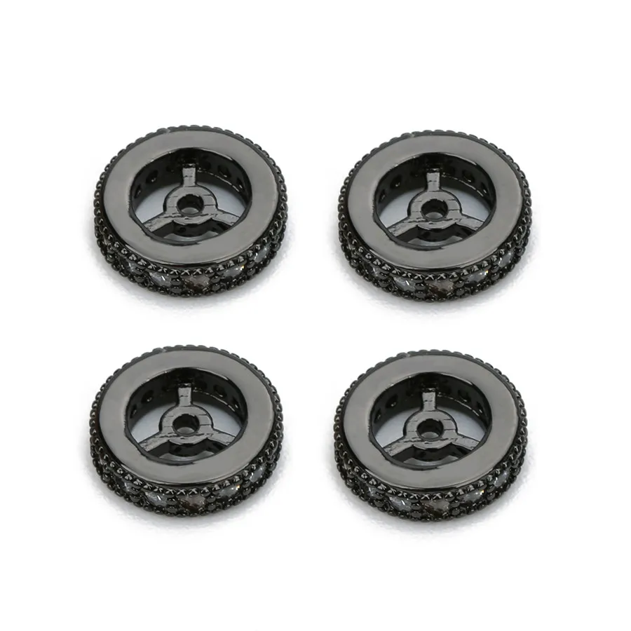 Gunblack White stone XINYAO 5 шт./лот микро проложить CZ колеса форма разделитель бусины с 1 мм отверстие круглые свободные бусины для ожерелья Браслет Diy ювелирных изделий - Цвет: Gunblack White stone
