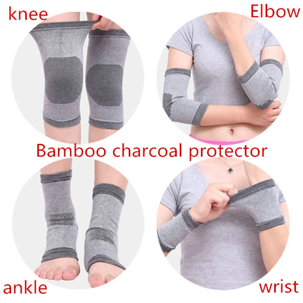 Protector de carbón de bambú para hombre y mujer, conjunto protector para la rodilla, la muñeca, el codo, el tobillo, habitaciones con aire acondicionado