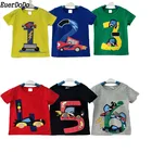 Детская футболка с мультяшными цифрами, рубашки с коротким рукавом для мальчиков, хлопковая футболка для девочек, детские топы, детская блузка