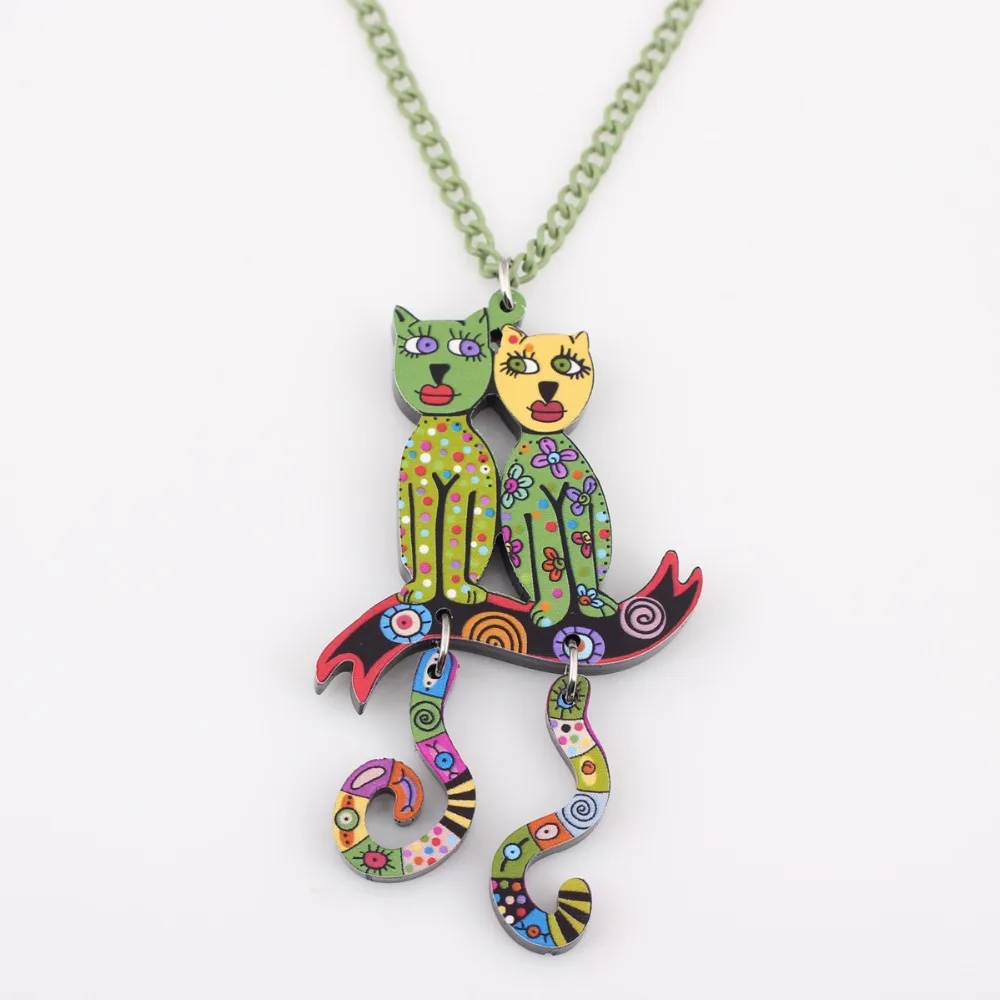 Bonsny Acrylic Cat Necklace Chain Choker Pendant Animal Design Fashion Jewelry For Women 2015 News Style Accessories | Украшения и