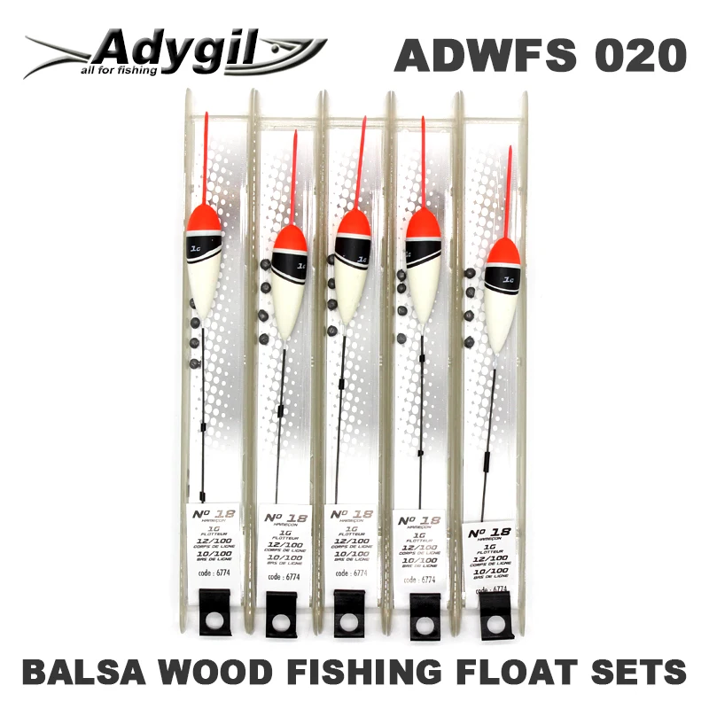 Набор деревянных поплавков для рыбалки adyгил Balsa ADWFS 020 поплавок 1 г Длина лески 80