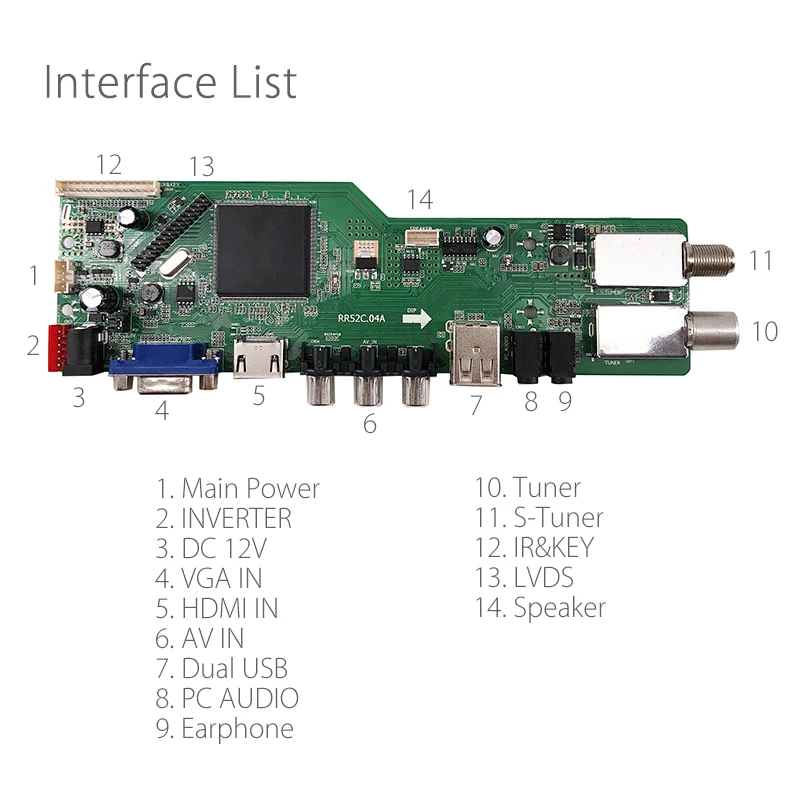 JABS 5 OSD Game RR52C.04A Support Digital Signal DVB-S2 DVB-C DVB-T2/T ATV Universal LCD Driver Board USB Play Media 30Pin 6 B |