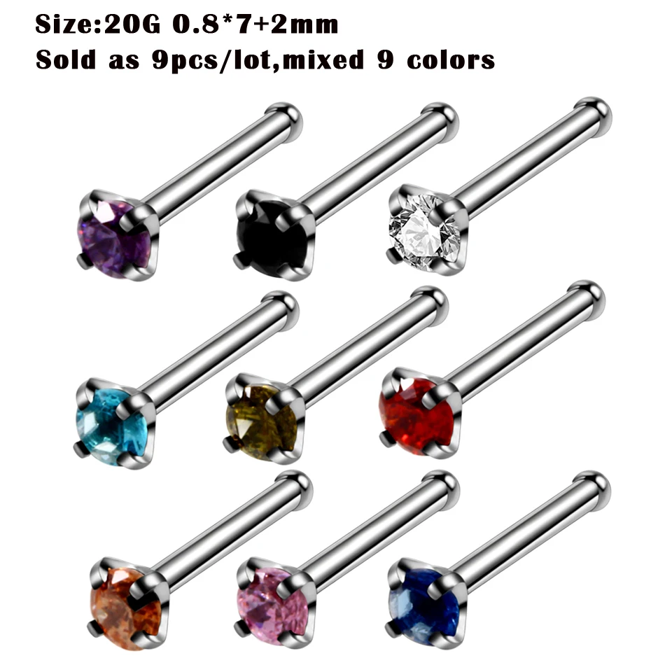 9pcs/lot Steel Nose Rings Ear Helix Piercings Eyebrow Ring Piercing Ombligo Labret Tragus Lobe Conch Earring | Украшения и