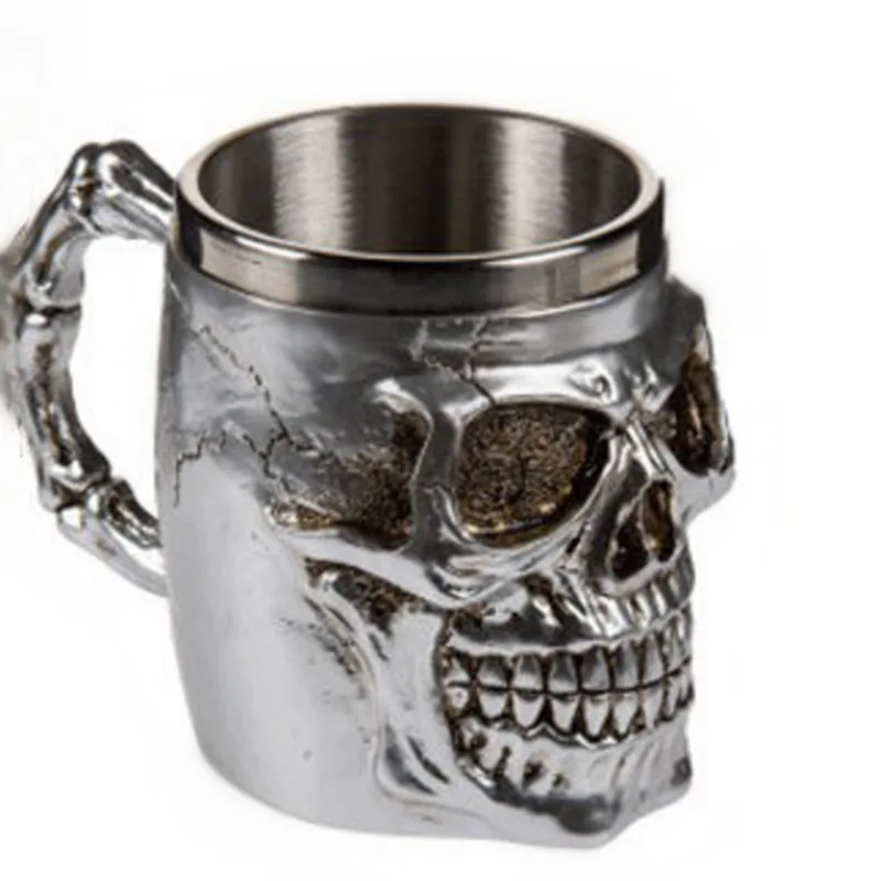 Уникальная 3D чашка в виде черепа из нержавеющей стали креативная кружка и смолы