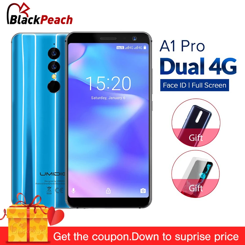 Umidigi A1 Pro 5 дюйма 18:9 полный Экран смартфон MTK 6739 4 ядра 3 GB Оперативная память 16 Гб