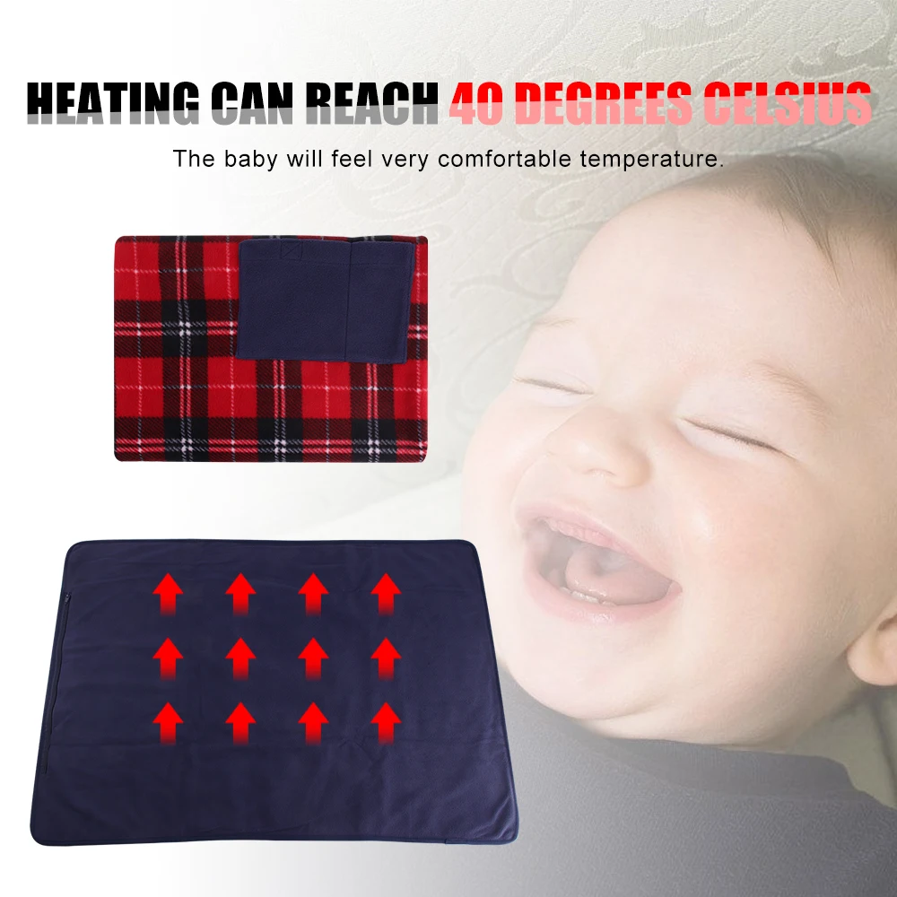 Electric Heating Blanket USB 5V Safety 88x65cm Portable Winter Warming Heated Carpet for Car Home Office Removable Washing