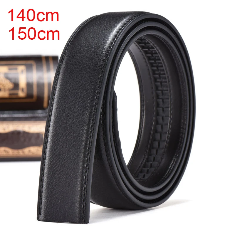 35mm Width Belt Without Buckle 140cm 150cm Plus Size Extra Long Men Belt Genuine Leather Strap For Automatic Buckle Black