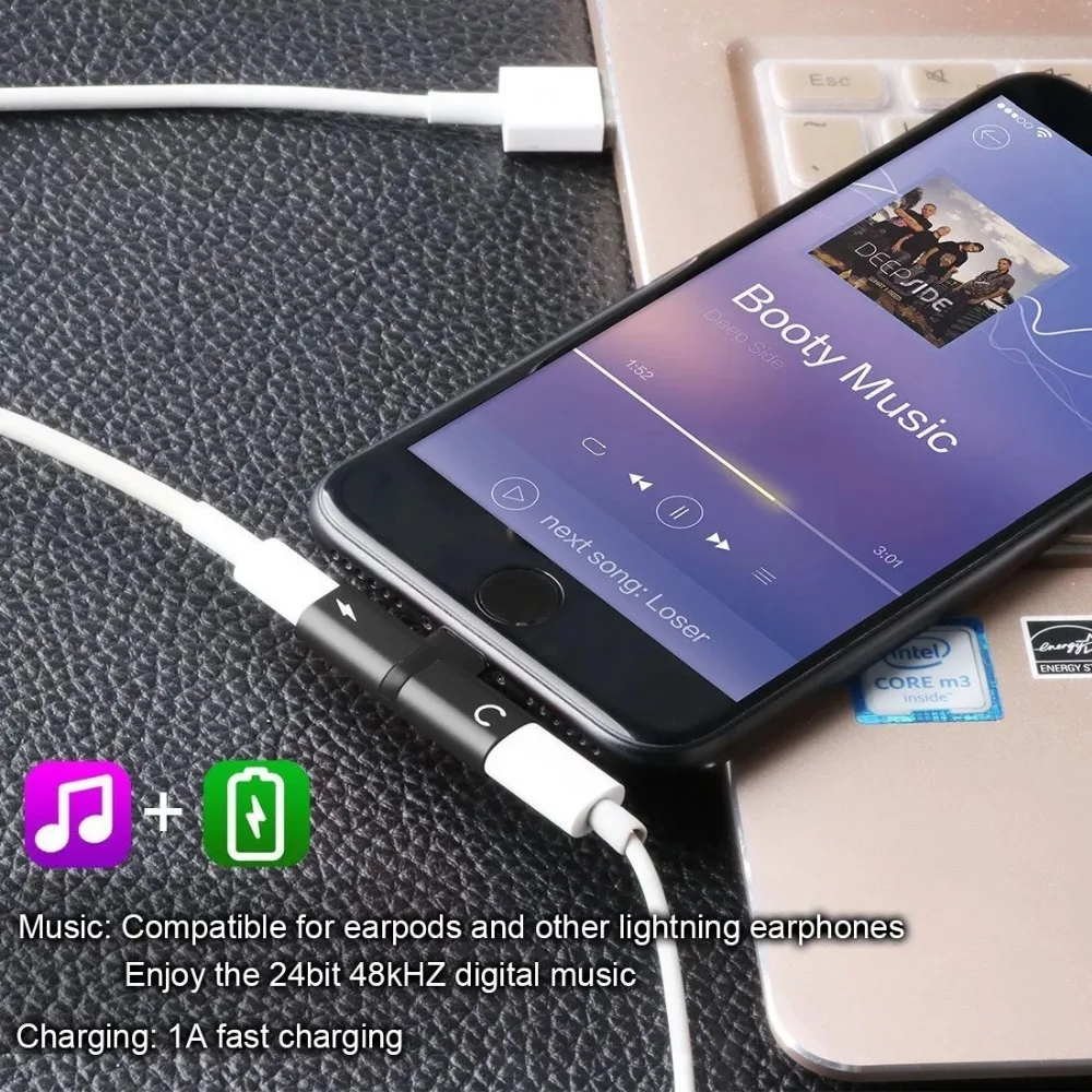 20 шт. для iPhone 7 8 Plus X адаптер сплиттер 2 в 1 наушников Lightning аудио зарядное