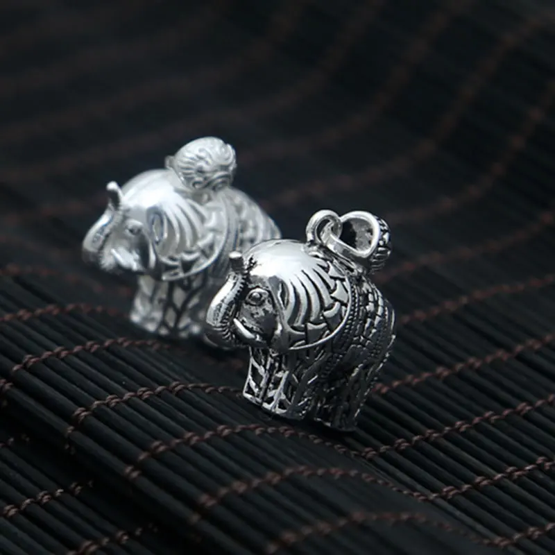 

FNJ 925 Silver Animal Pendant Elephant Hang Original Pure S925 Thai Silver Men Pendants for Women Jewelry Making