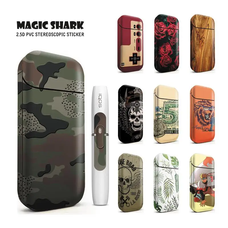 

Magic Shark Skull Wood Print Rose Game Boy Berry Sticker Flim for IQOS 2.4 Plus 2.4p Case Cover for IQOS 2.4 Plus