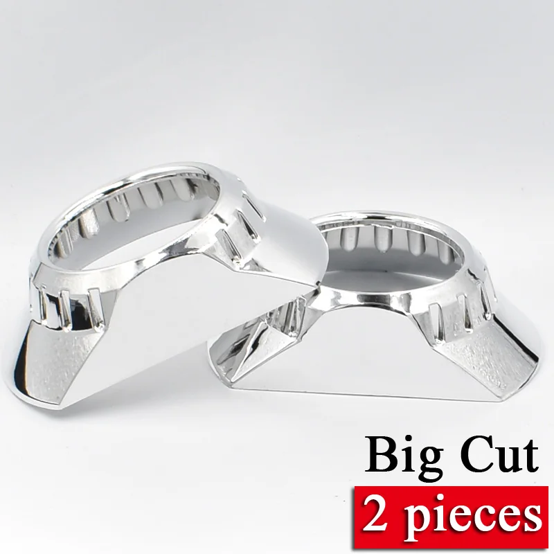 

2pcs/Lot 3" Hid Projector Lens Shroud Koito Q5 Cover Big Cut Section Chrome Mask E46-R headlight Shell car styling