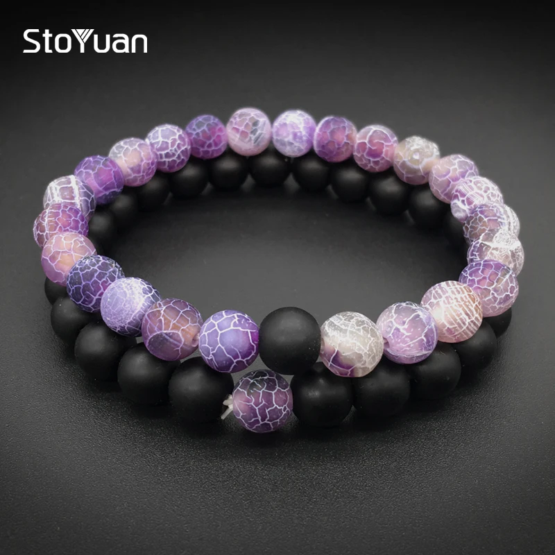 2 шт./компл. натуральный камень модные браслеты для пары состаренный Инь Янь Будда