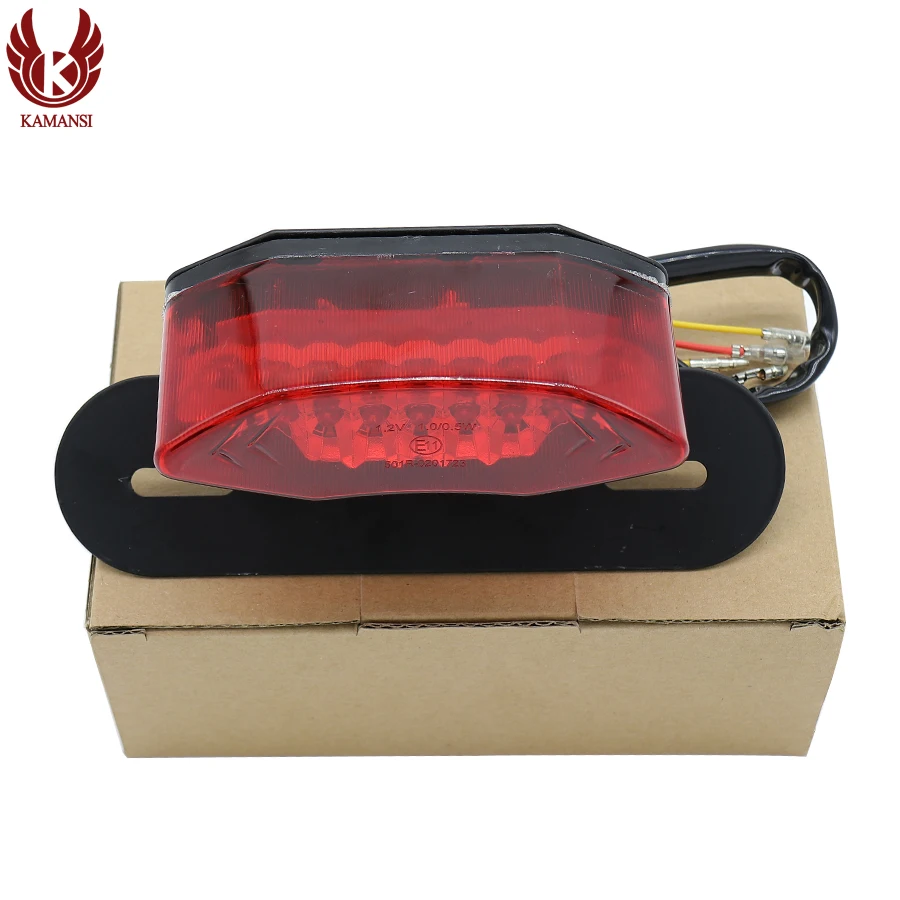 Universal 12V Motorcycle Taillights LED Red Light Self-contained Bracket 5 Lines For Cafe Racer Enduro License Plate Lights |