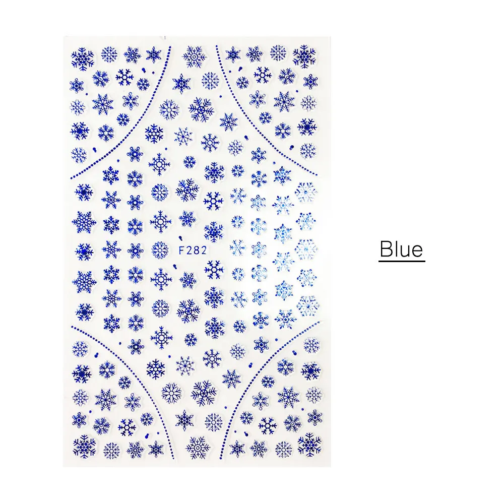 F282 Blue 1 шт 3D стикер для ногтей рисунок на рождественскую тематику смешанный олень/снежинка изображения Советы украшения для ногтей своими руками наклейка LAF281-284 - Цвет: F282 Blue