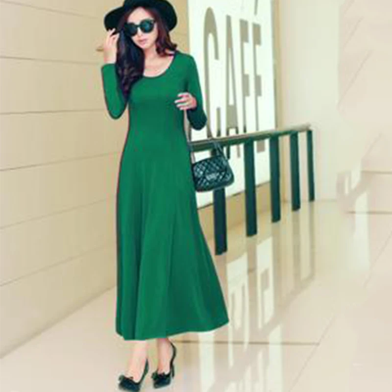 Женское хлопковое платье большого размера однотонное Свободное с круглым