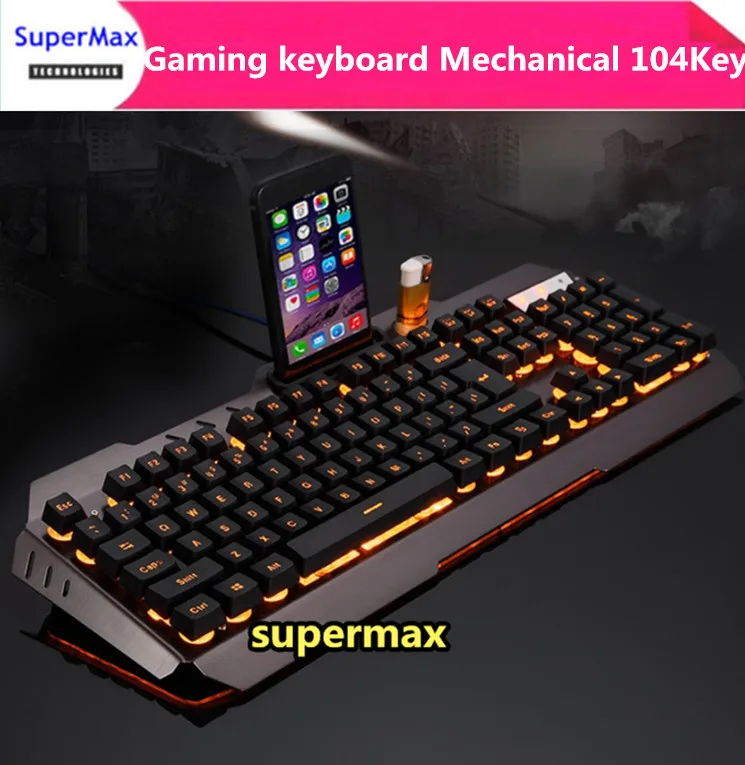 

104Keys USB Wired Pro Gaming Keyboard with 2 Colors LED Backlit Gaming Esport Keyboard for PC desktop