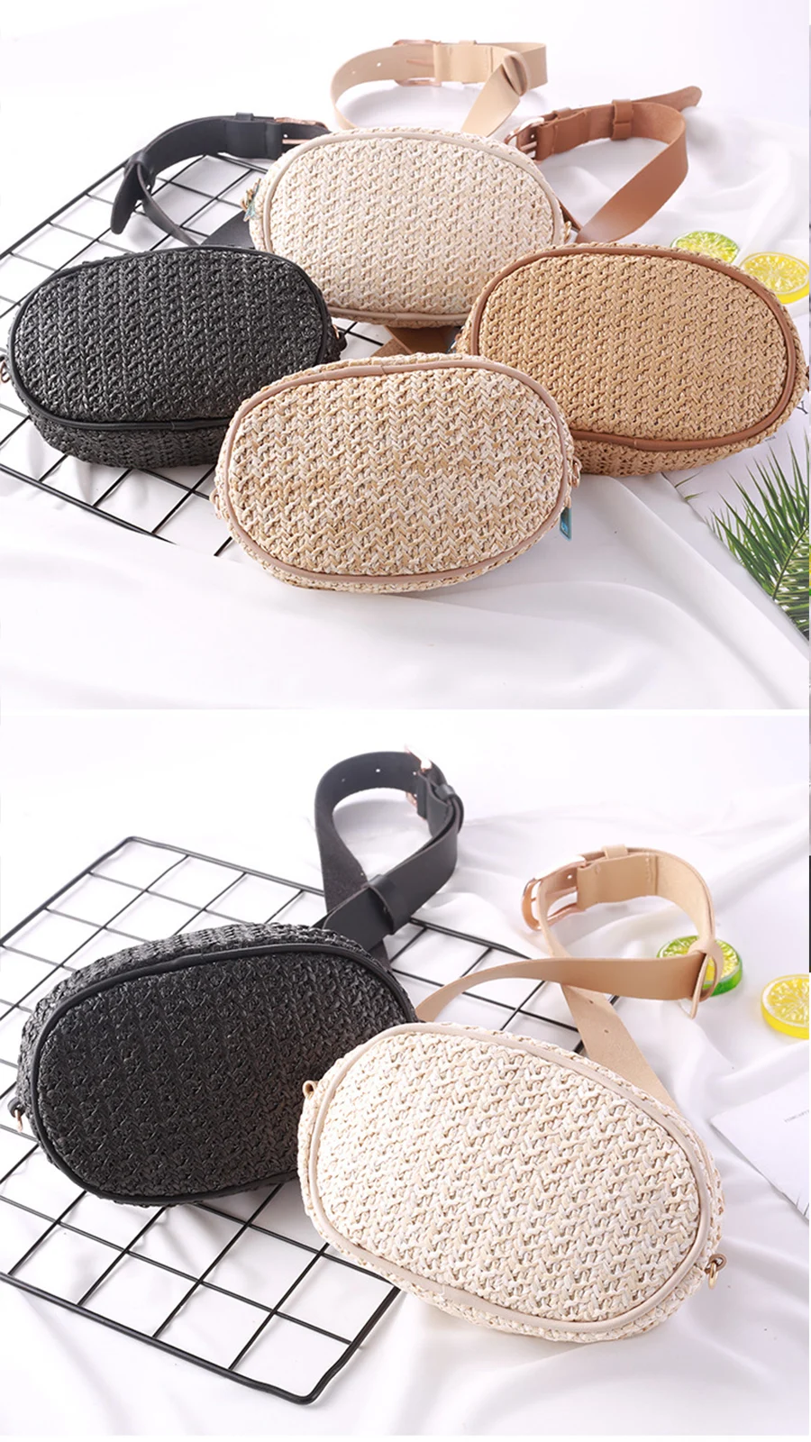 Мода sac banane Соломенная женская поясная сумка ремень женский ручной работы из ротанга овальные летние пляжные сумки для девушек нагрудная сумка дамская сумка для живота
