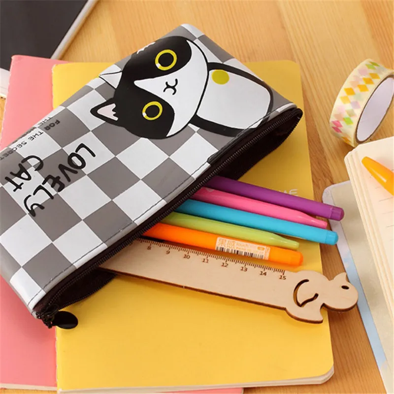 Новинка Kawaii Cat школьная сумка для хранения карандаши Милые силиконовые