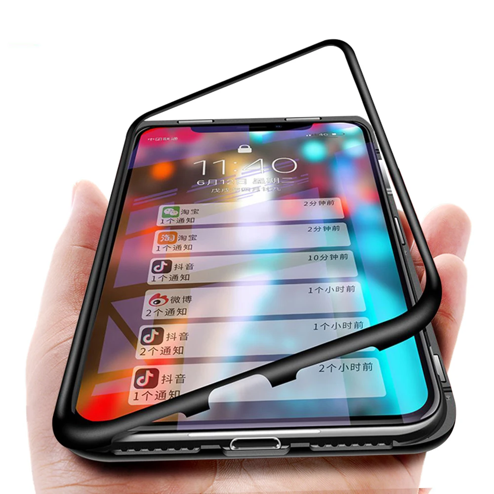 Магнитный адсорбционный металлический чехол для iPhone X 7 8 Роскошный 6 6s Plus
