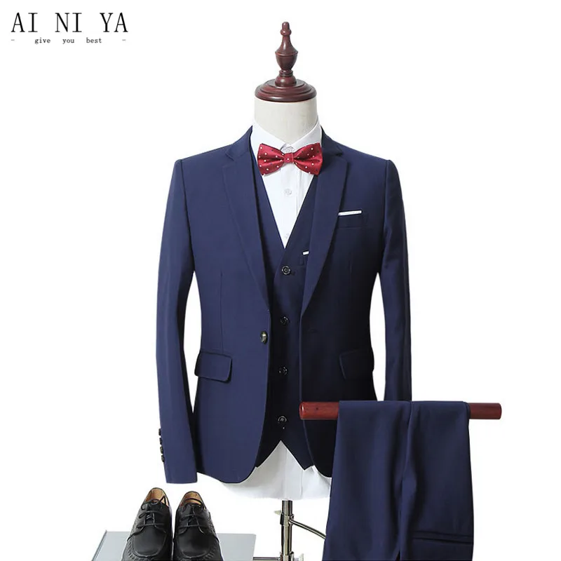 

Black Wool Blended Men's Wedding Suits Groom Tuxedos Morning Suits Custom Made 3 Pieces (Jacket+Pants+ Vest )