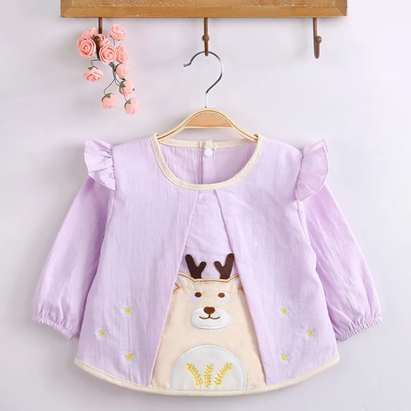 

Long sleeves baby bibs waterproof baberos bebe Soft cotton Unisex baby burp cloths Cartoon cute smock feeding painting for kids