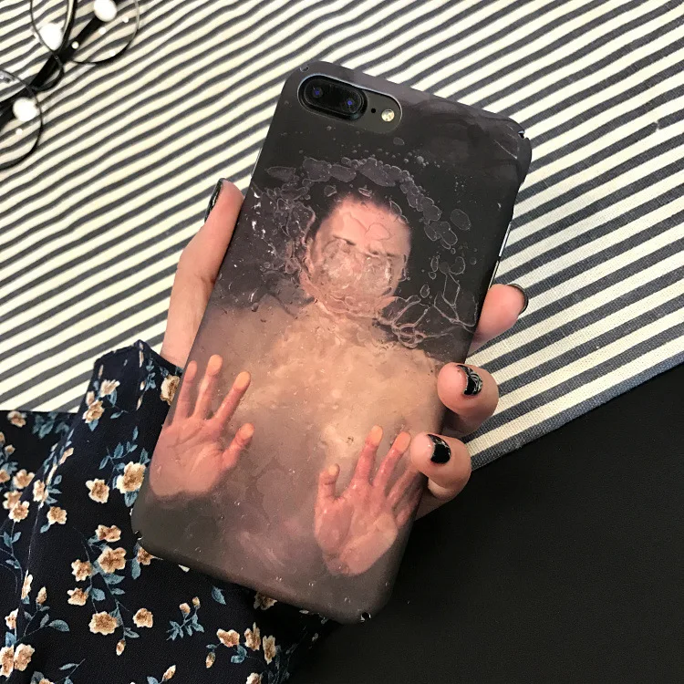 Retro Abstract Art Underwater Boy&ampGirl Couple Phone Case For iPhone 6 Puls 6S 7 8 X XS Cases Matte Hard Plastic Covers |