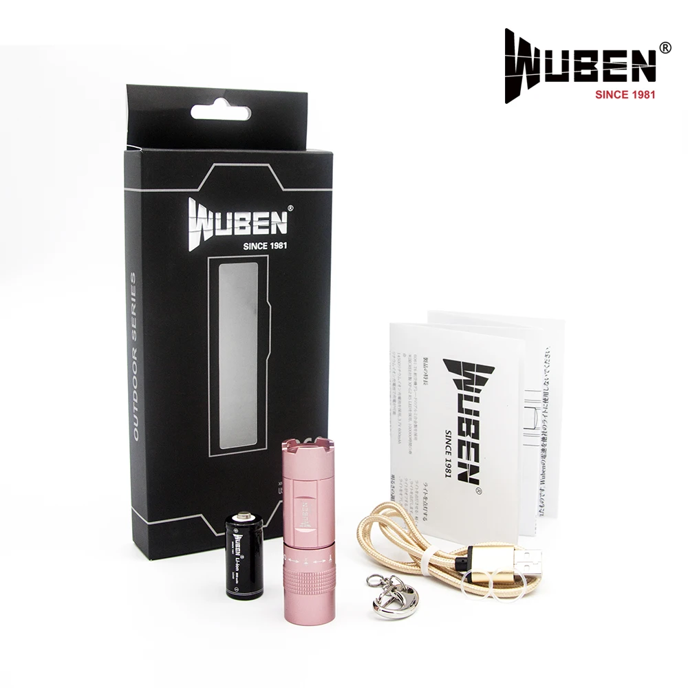 Wuben E345 USB Перезаряжаемый фонарик CREE XP G2 max 300 люмен расстояние луча 120 м брелок свет