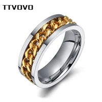 ttvovo rotable chain ring for men women punk rock stainless steel flexible spinner link casual fraternal rings male jewelry anel
