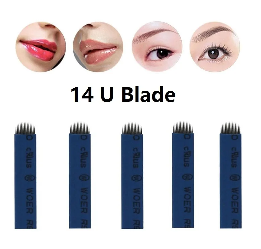 300pcs Tattoo Needle U Shape 14Needle Permanent Eyebrow Makeup Blades for 3D Manual Pen | Красота и здоровье