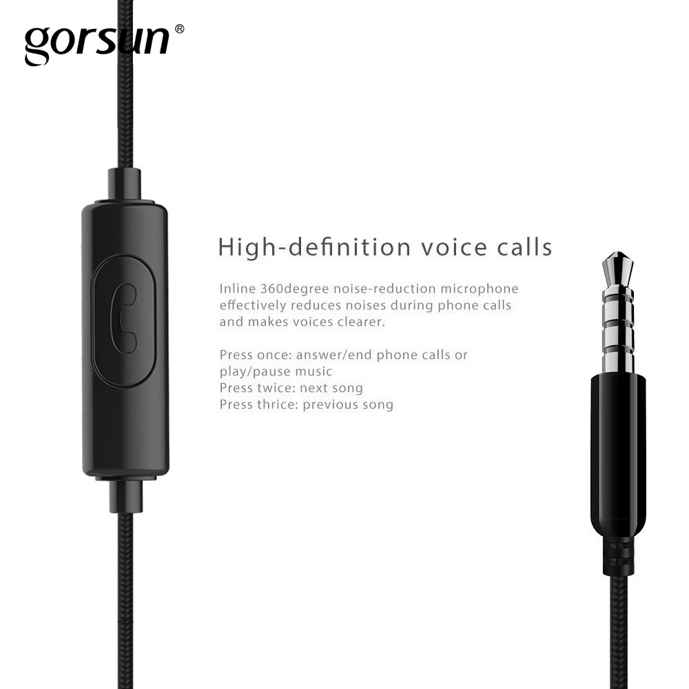 Gorsun C8 Металлические Наушники-вкладыши проводные наушники стерео бас гарнитура с микрофоном для смартфонов планшетов ПК Xiaomi игровая музыка