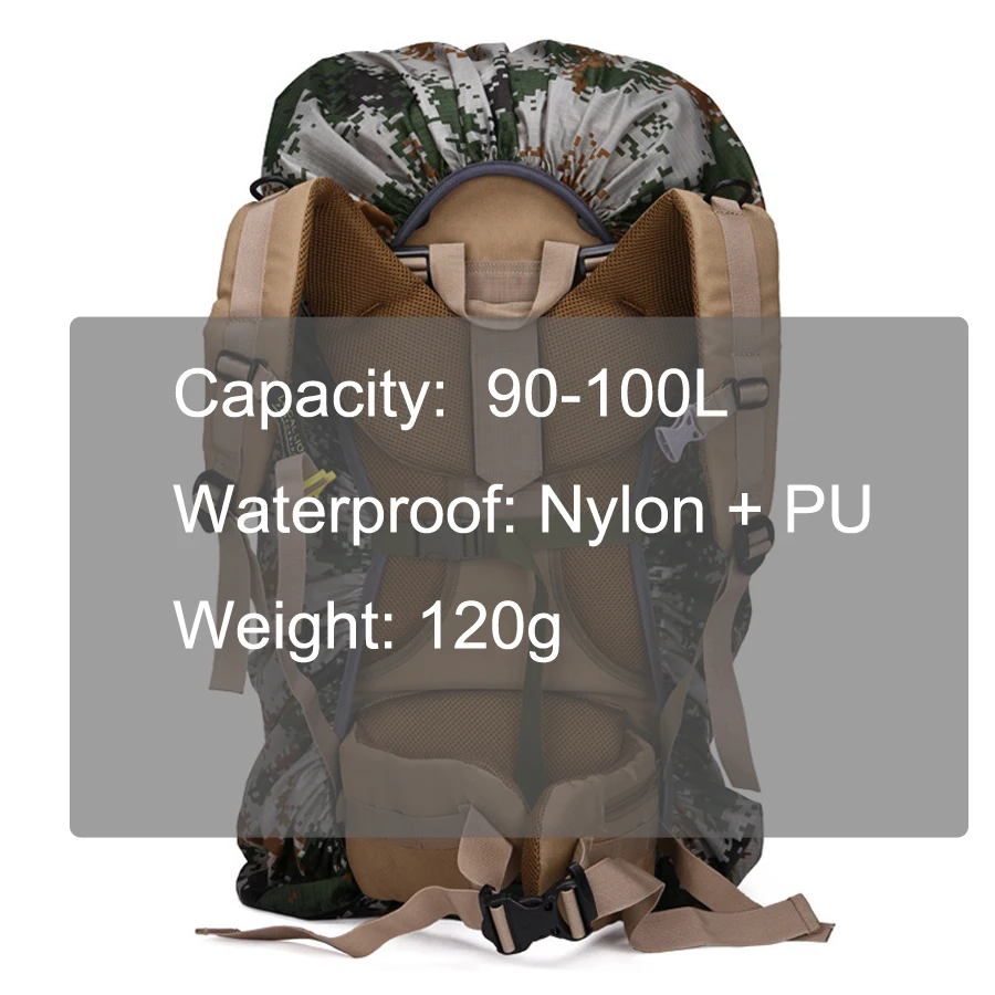 

Rain cover backpack 90L 95L 100L Waterproof Bag Camo Army Tactical Outdoor Camping Hiking Climbing Dust Raincover Molle rucksack