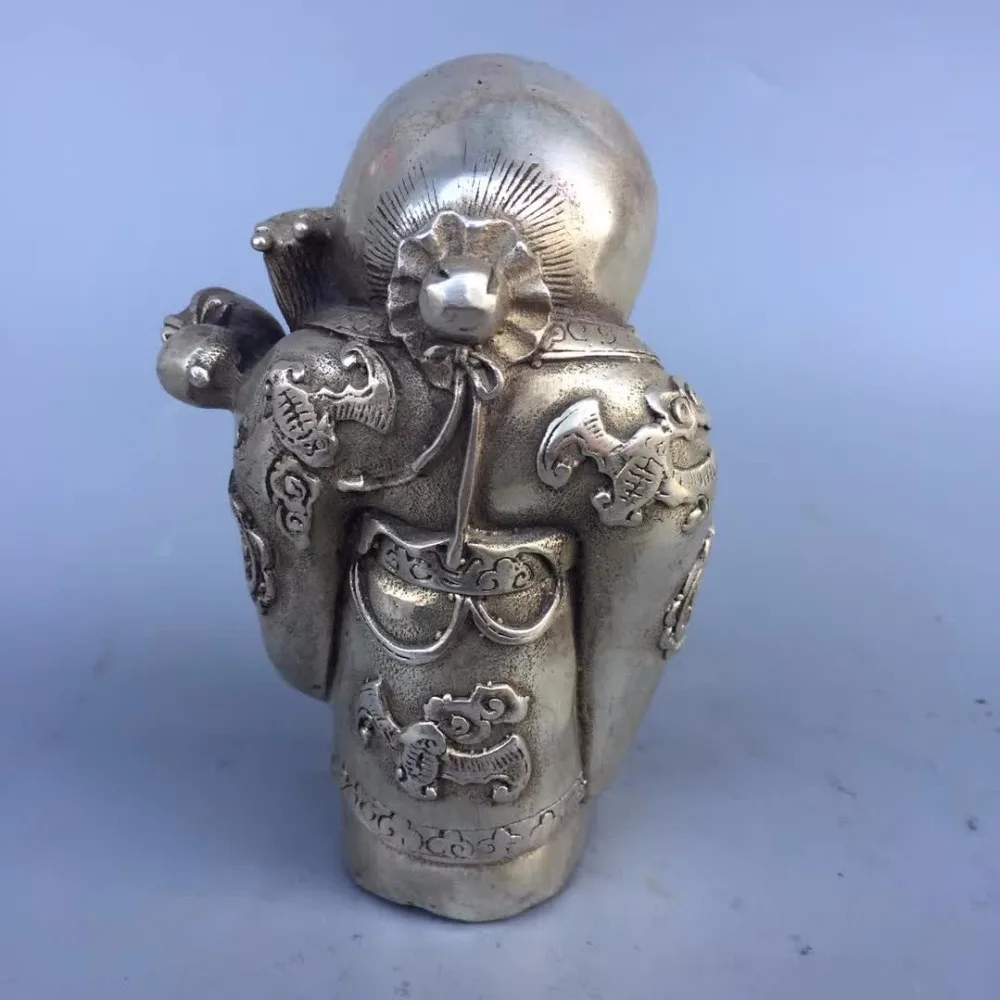 Collection tibet silver handmade longevity god statue Home/office desk decoration Lucky old man sculpture best gift for elder | Дом и сад