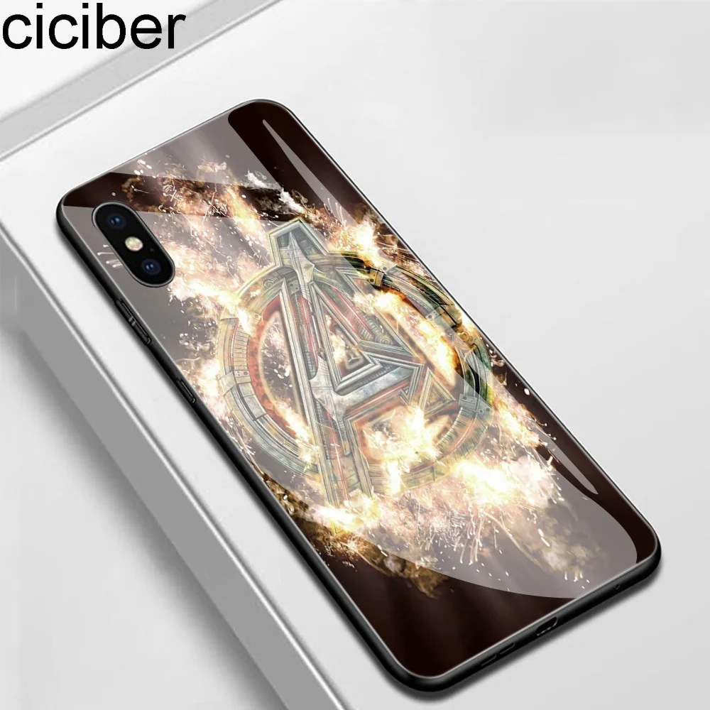 Ciciber Marvel Железный человек для iPhone 11 Pro Max X XR XS MAX 7 8 6 6S Plus стеклянные Чехлы задняя