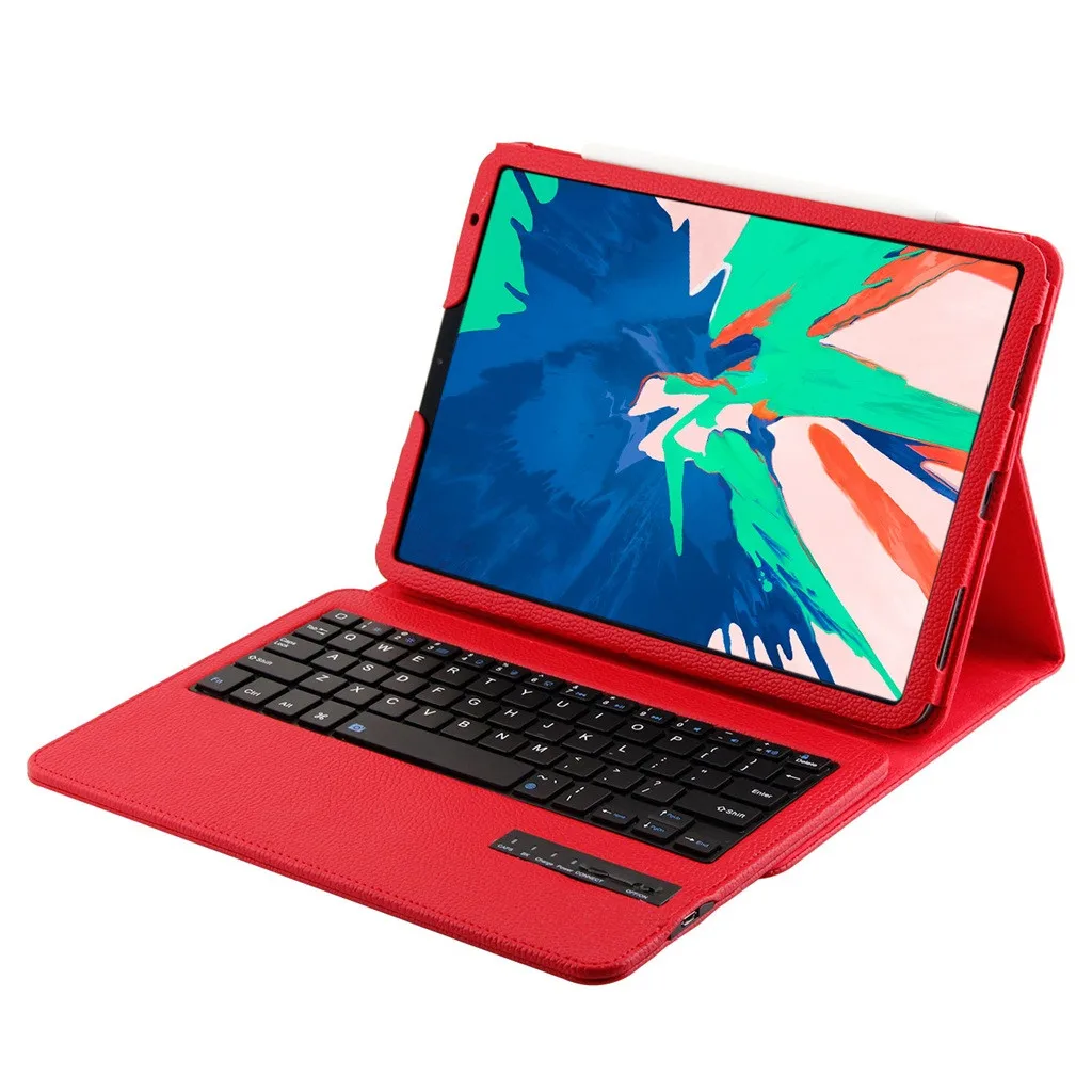 Для iPad Pro 11 кожаный чехол-подставка+ Съемная Беспроводная Bluetooth клавиатура 5 V/1A Micro USB с из искусственной кожи чехол 56