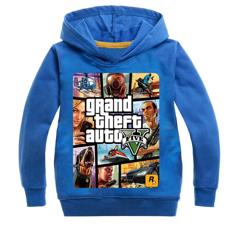 Boys Outwear gta 5 Hoodies Street Fight Long with Costumes Clothes T shirts Children's Sweatshirts For Kids Tops | Детская одежда и