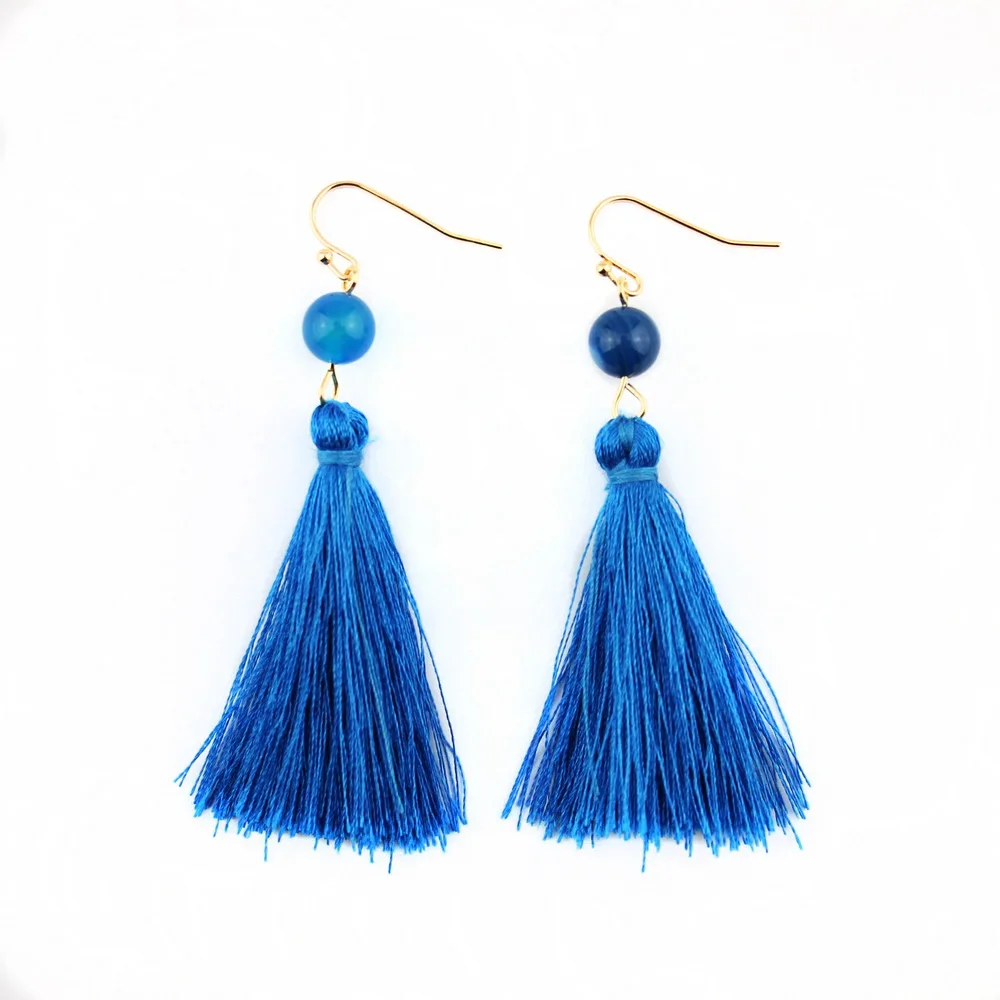 Модные богемные шелковые висячие серьги с кисточками для женщин уникальный