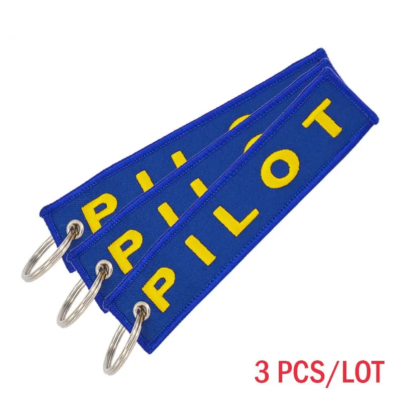 BLUE PILOT 3 шт./партия, модный брелок, авиационный полёт, брелок для ключей, ювелирная вышивка, брелок для ключей, авиационный Подарочный держатель для ключей - Цвет: BLUE PILOT