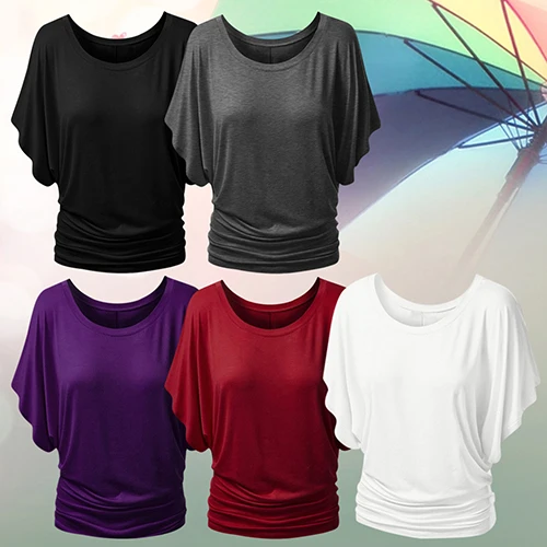 Женские повседневные топы с вырезом лодочкой Dolman футболка рукавом до локтя и