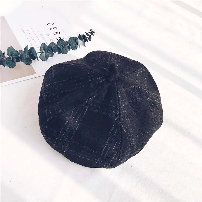 Female Pretty Cute Solid Newsboy Caps Wool Vintage British cap Plaid Artist Literature Hats Octagon Hat Free Shipping Sale |