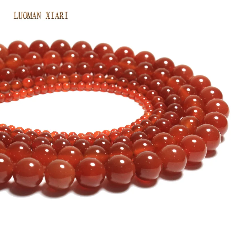 Натуральный круглый бисер из красного агата AAA + для самостоятельного