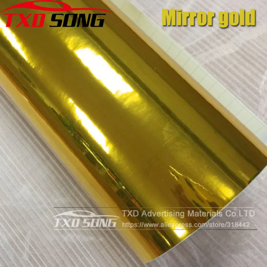 

SIZE 50CM*100CM TO 500CM/LOT High stretchable Mirror Gold Chrome Glossy Mirror flexible Vinyl Wrap Chrome mirror vinyl film